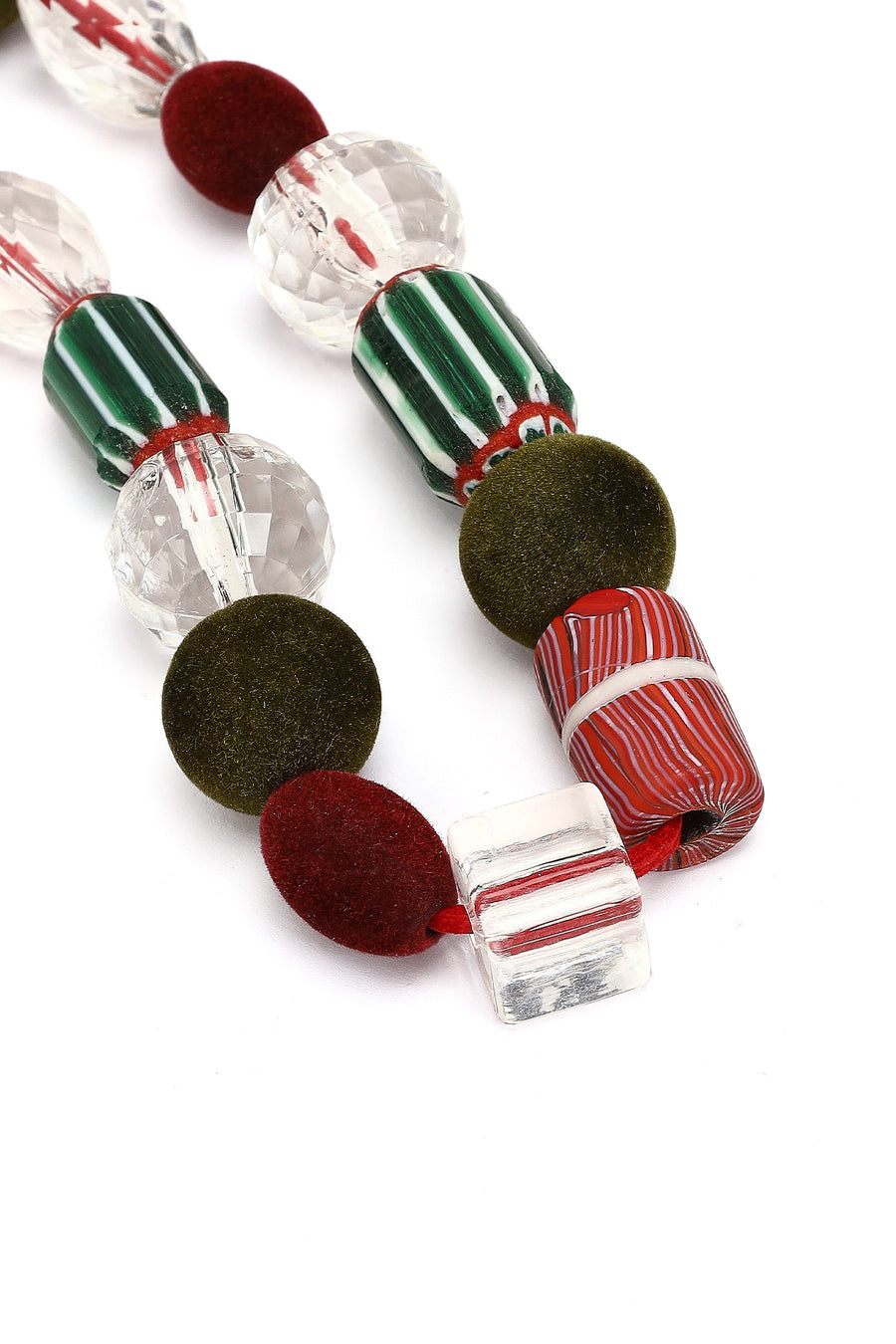 Women's Red Beaded Metal Charm