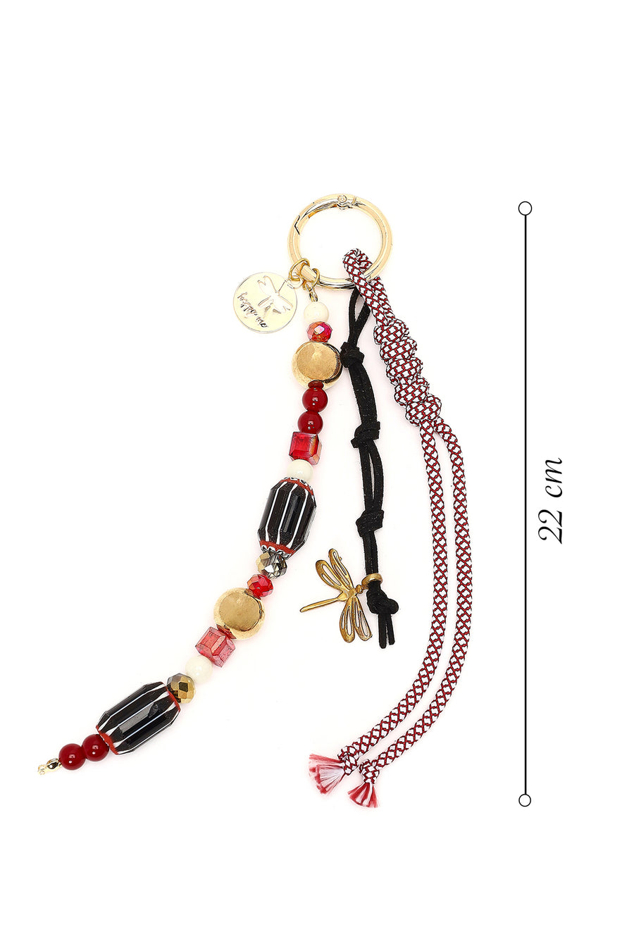 Women's Black Beaded Metal Charm
