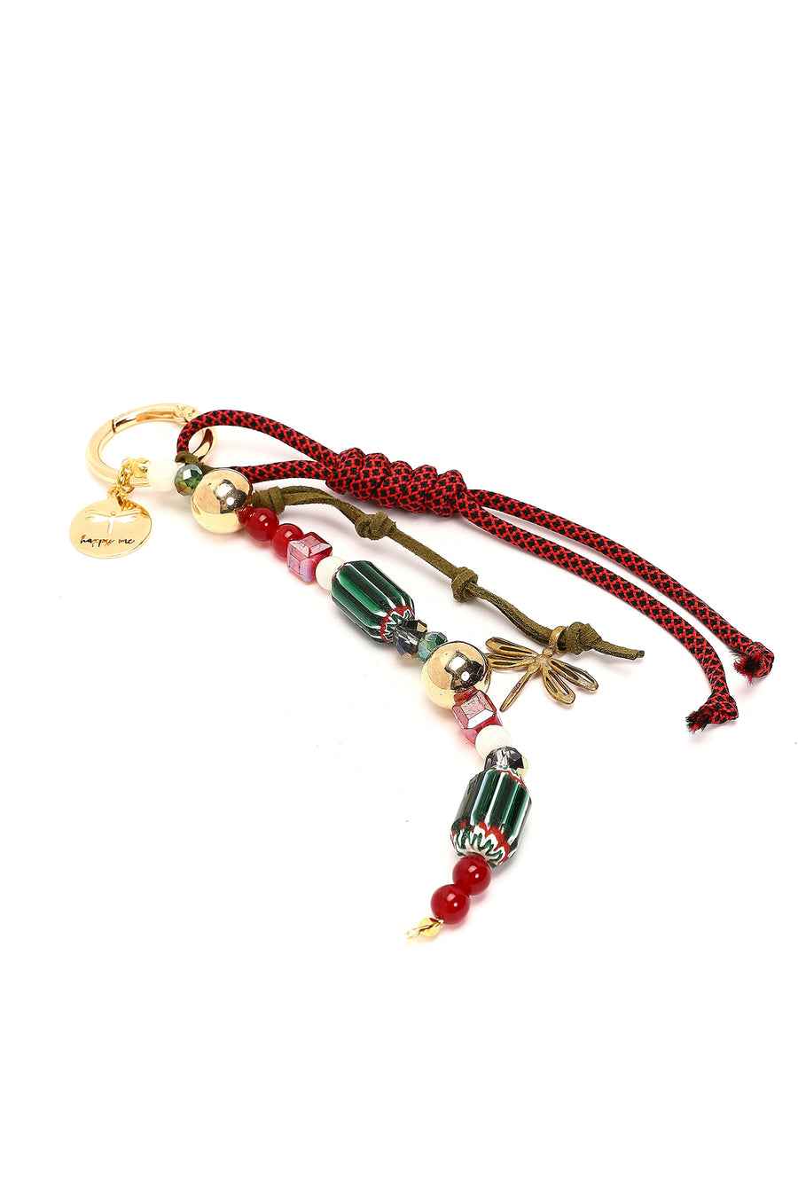 Women's Red Beaded Metal Charm