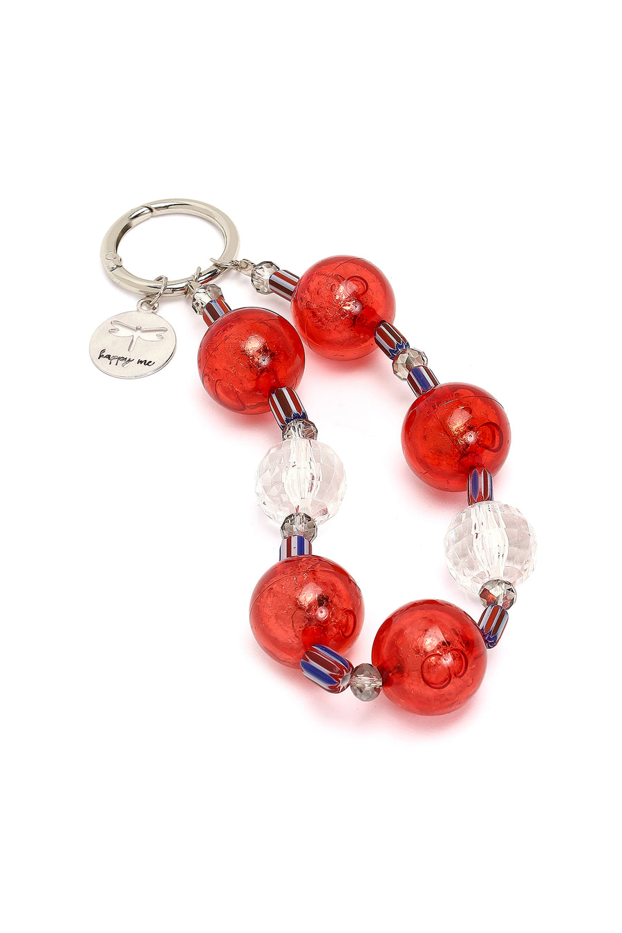 Women's Red Beaded Metal Charm