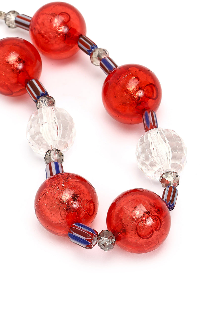Women's Red Beaded Metal Charm