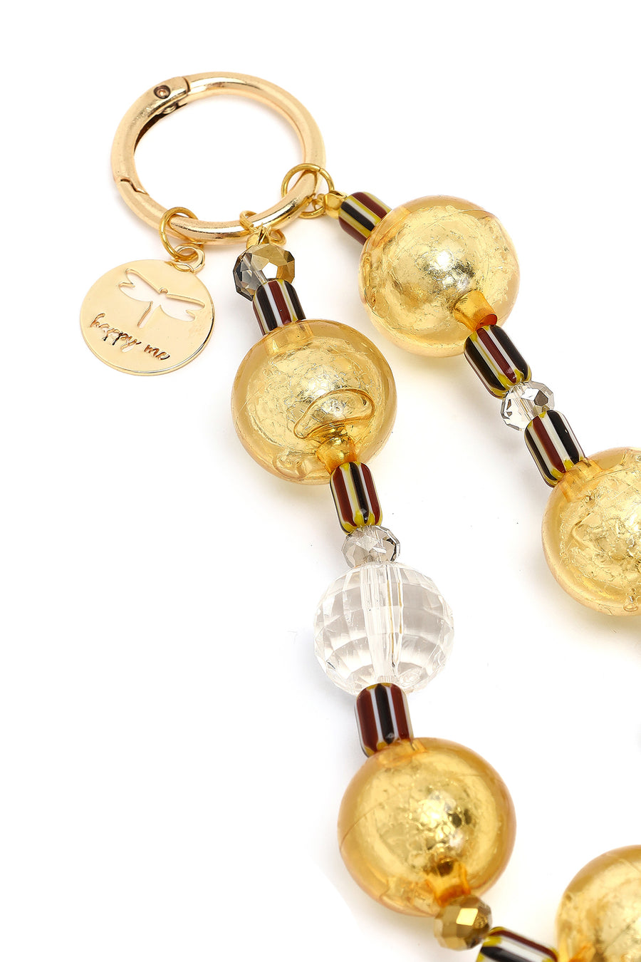 Women's Gold Beaded Metal Charm