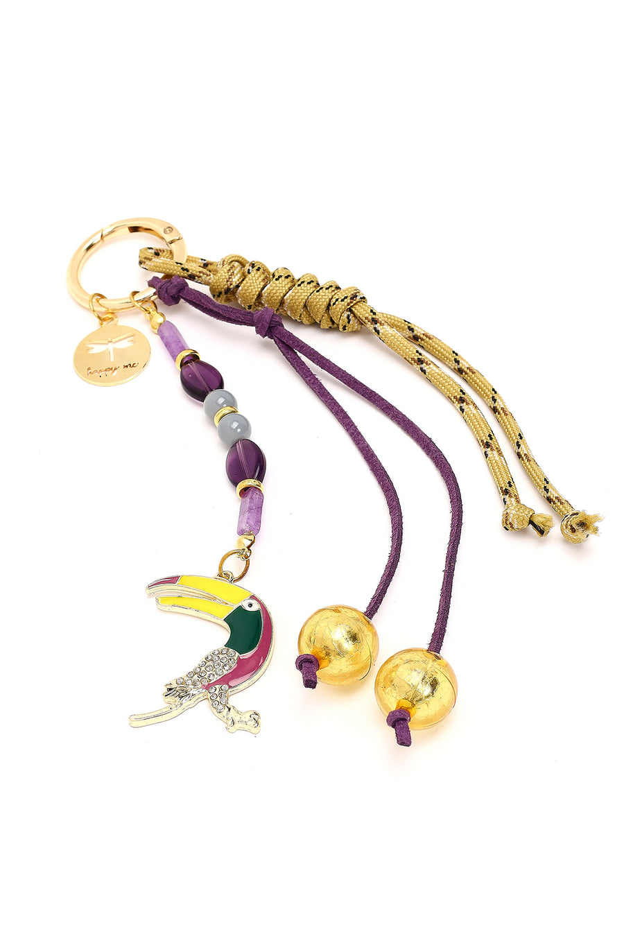 Women's Purple Beaded Metal Charm