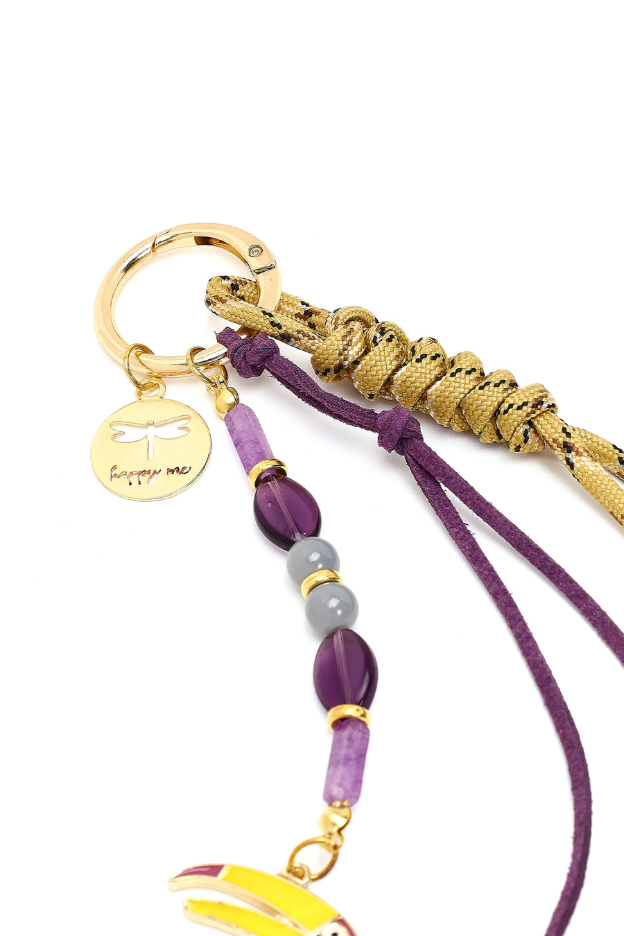 Women's Purple Beaded Metal Charm