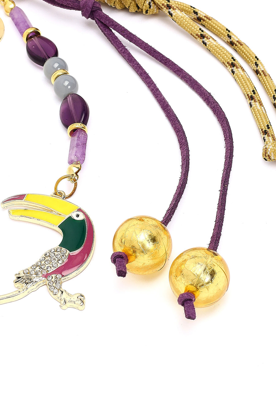Women's Purple Beaded Metal Charm