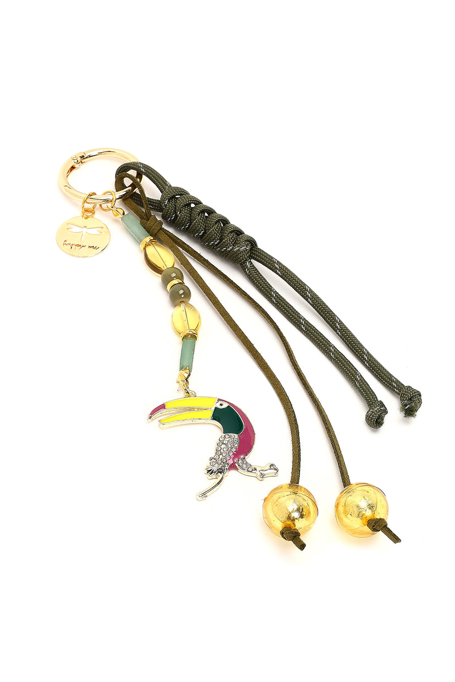 Women's Green Beaded Metal Charm
