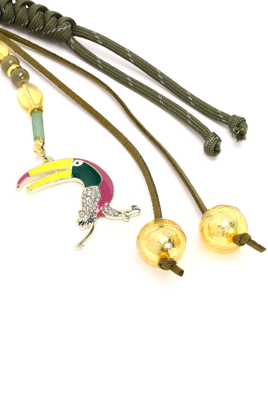 Women's Green Beaded Metal Charm