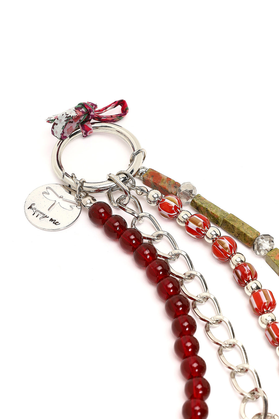 Kadın Bordo Boncuklu Metal Charm
