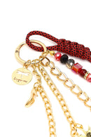 Women's Burgundy Chain Detailed Beaded Metal Charm | Derimod