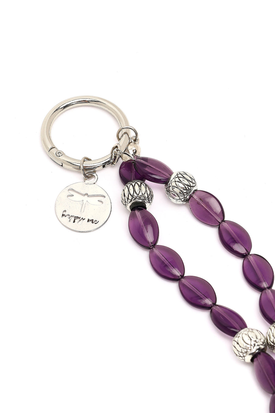 Women's Purple Beaded Metal Charm