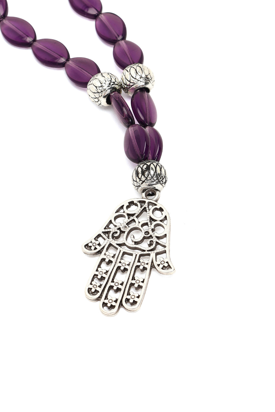 Women's Purple Beaded Metal Charm