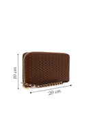Woman Brown Braided Wallet | Derimod