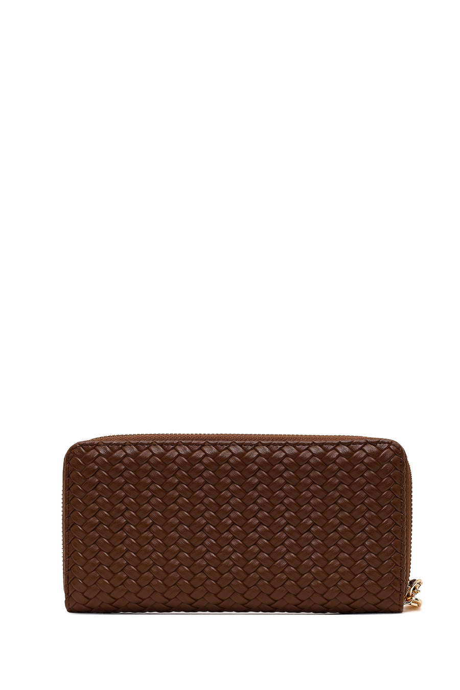 Woman Brown Braided Wallet