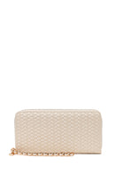 Woman Cream Braided Wallet | Derimod