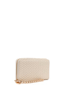 Woman Cream Braided Wallet | Derimod