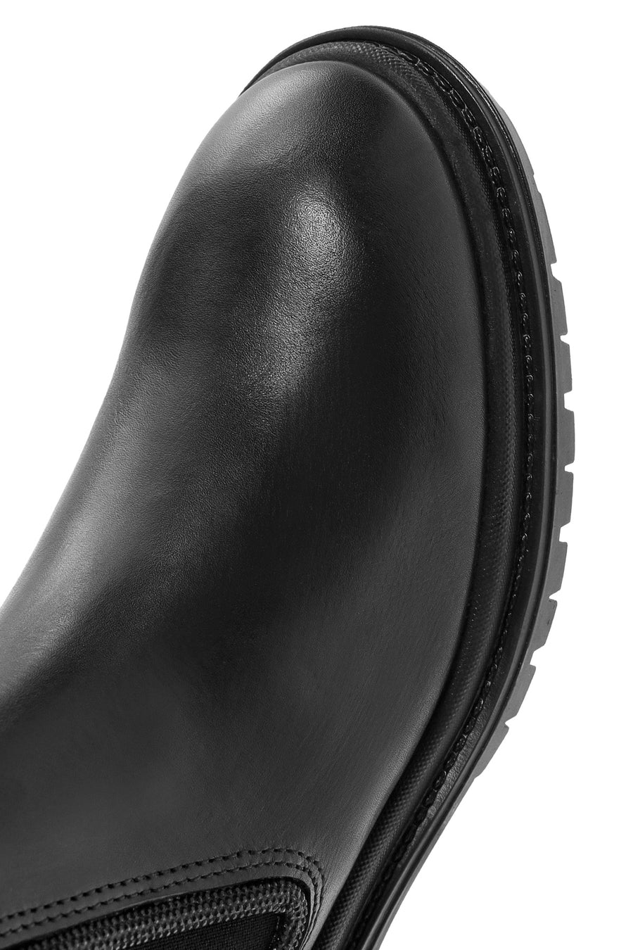Woman Black Stone Leather Chelsea Boots