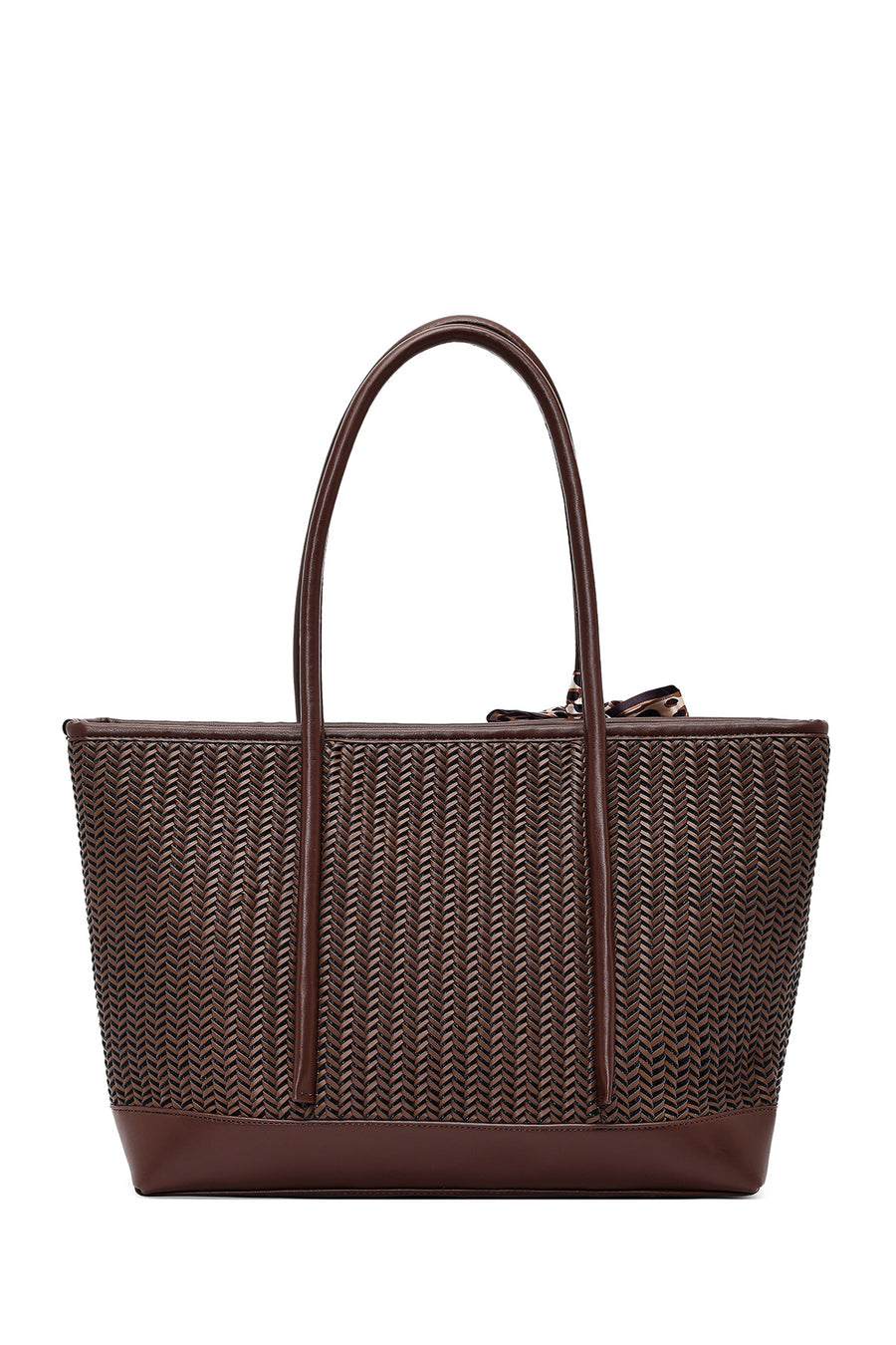 Women's Brown Braided Charm Shoulder Bag