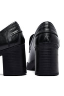Kadın Siyah Kalın Topuklu Deri Maskülen Loafer | Derimod