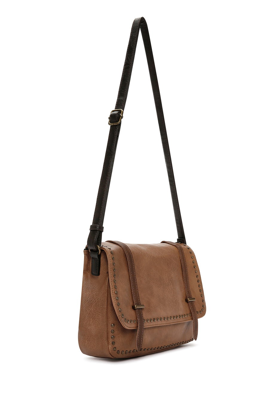 Women's Tan Long Strap Crossbody Bag