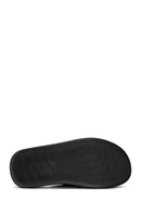 Women's Black Buckle Detailed Leather Slippers | Derimod