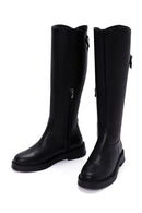 Women's Black Zippered Leather Boots | Derimod