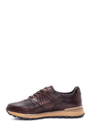 Men's Brown Leather Printed Sneaker | Derimod