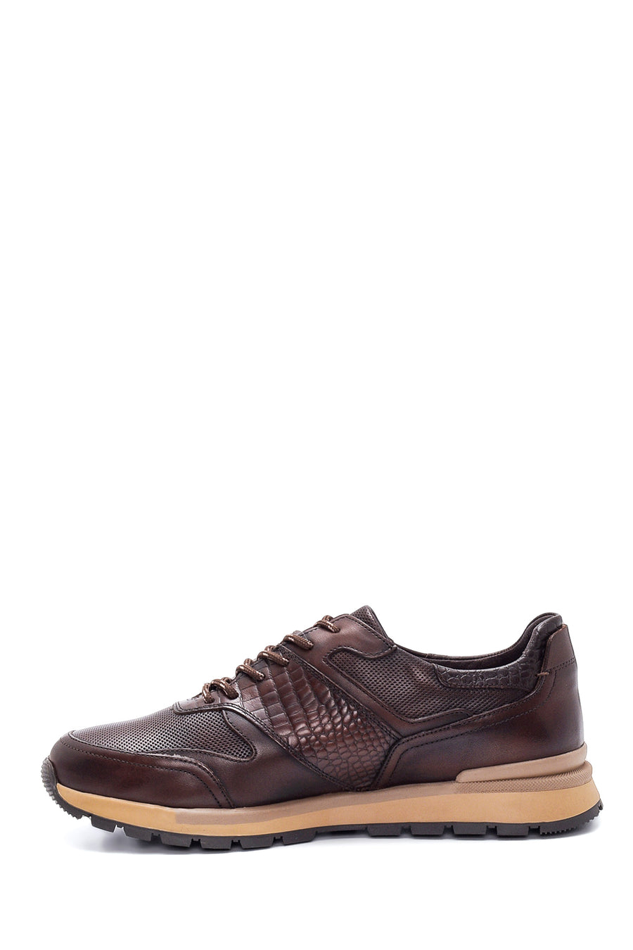 Men's Brown Leather Printed Sneaker