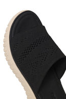 Woman Black Chunky-Soled Patterned Comfort Slippers | Derimod