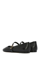 Women's Black Banded Leather Ballerinas | Derimod