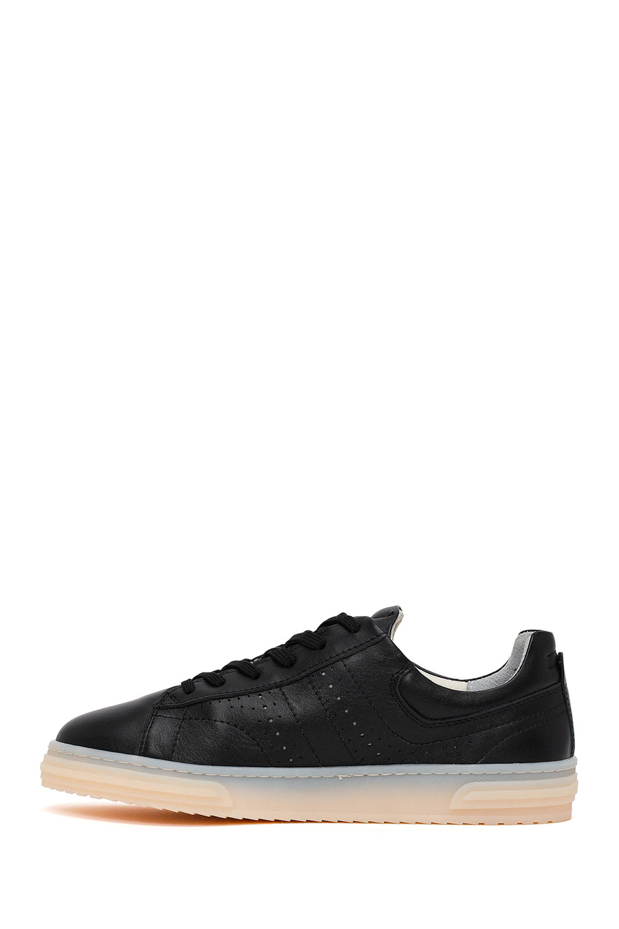 Kadın Siyah Bağcıklı Deri Sneaker