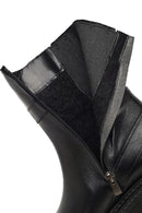 Women's Black Zippered Thick-Soled Leather Boot | Derimod