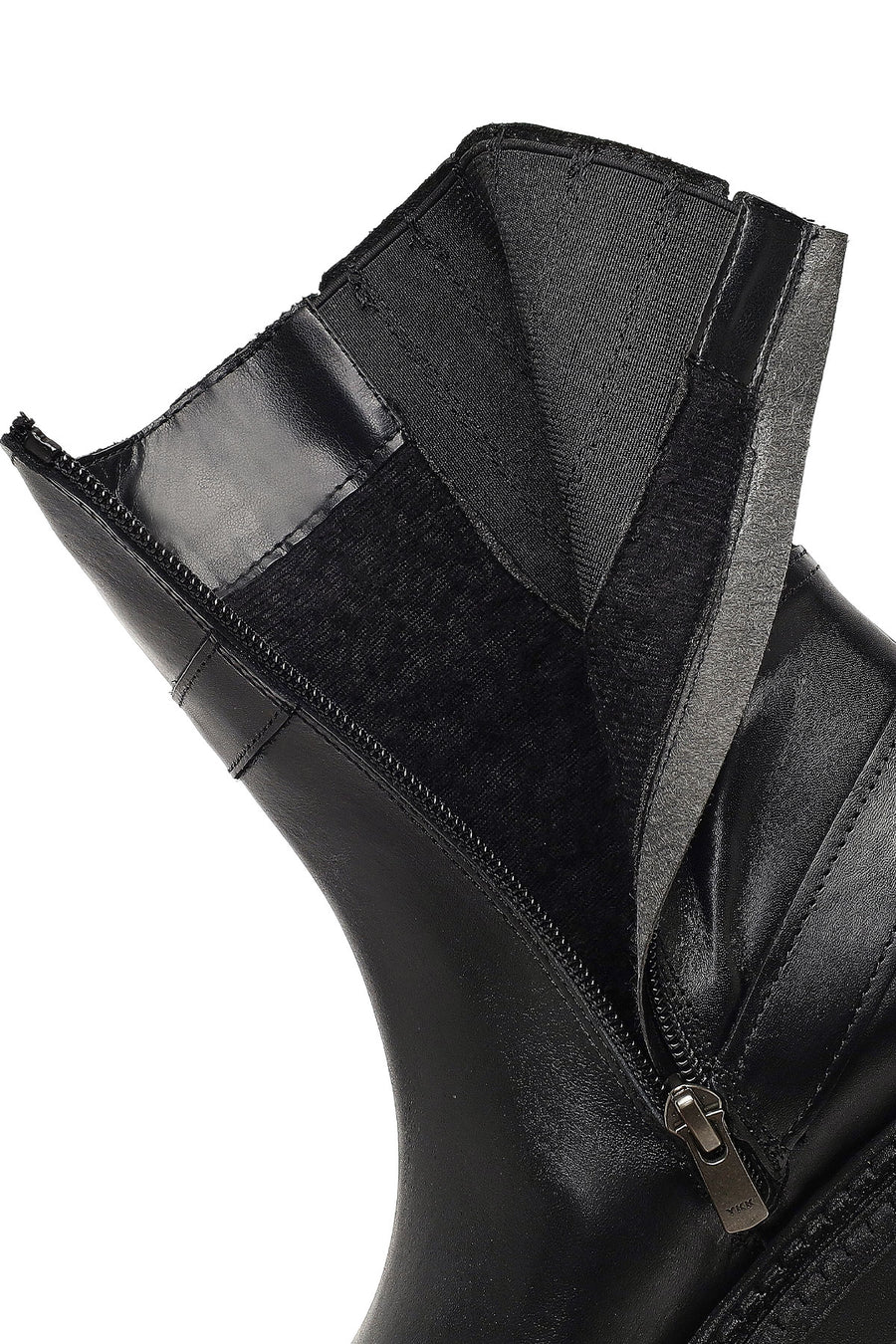 Women's Black Zippered Thick-Soled Leather Boot