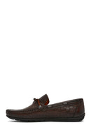 Men's Brown Crocodile Leather Loafers | Derimod