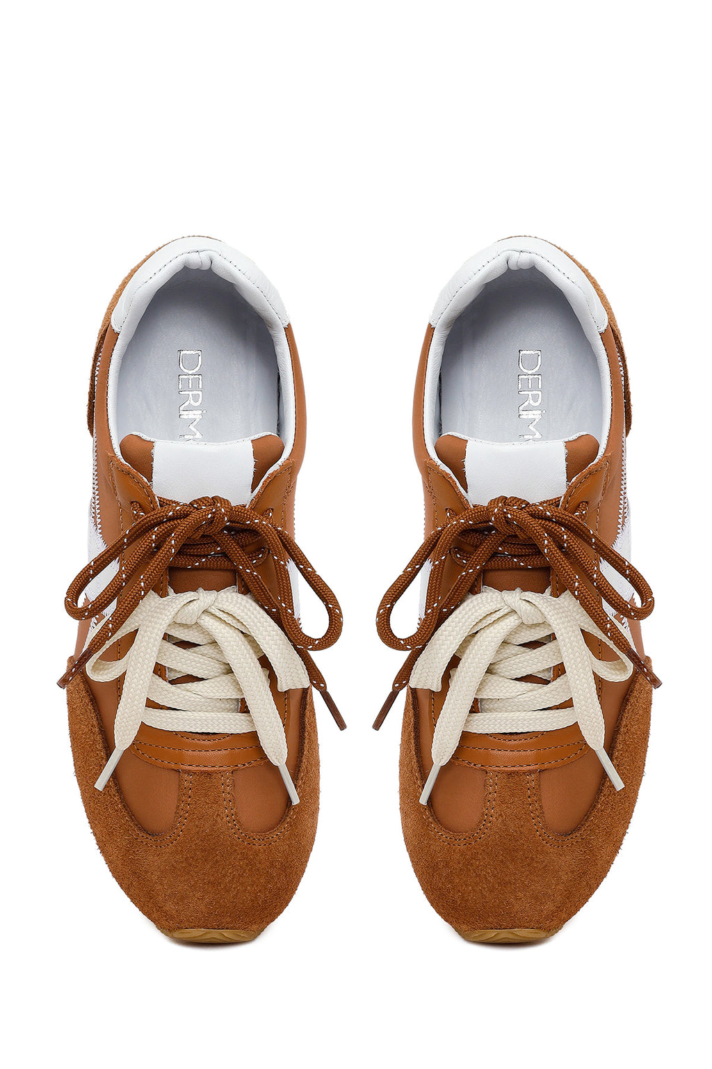 Kadın Taba Bağcıklı Deri Sneaker