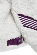Meribel Women's Multicolored Purple Stripe Detail Teddy Coat | Derimod