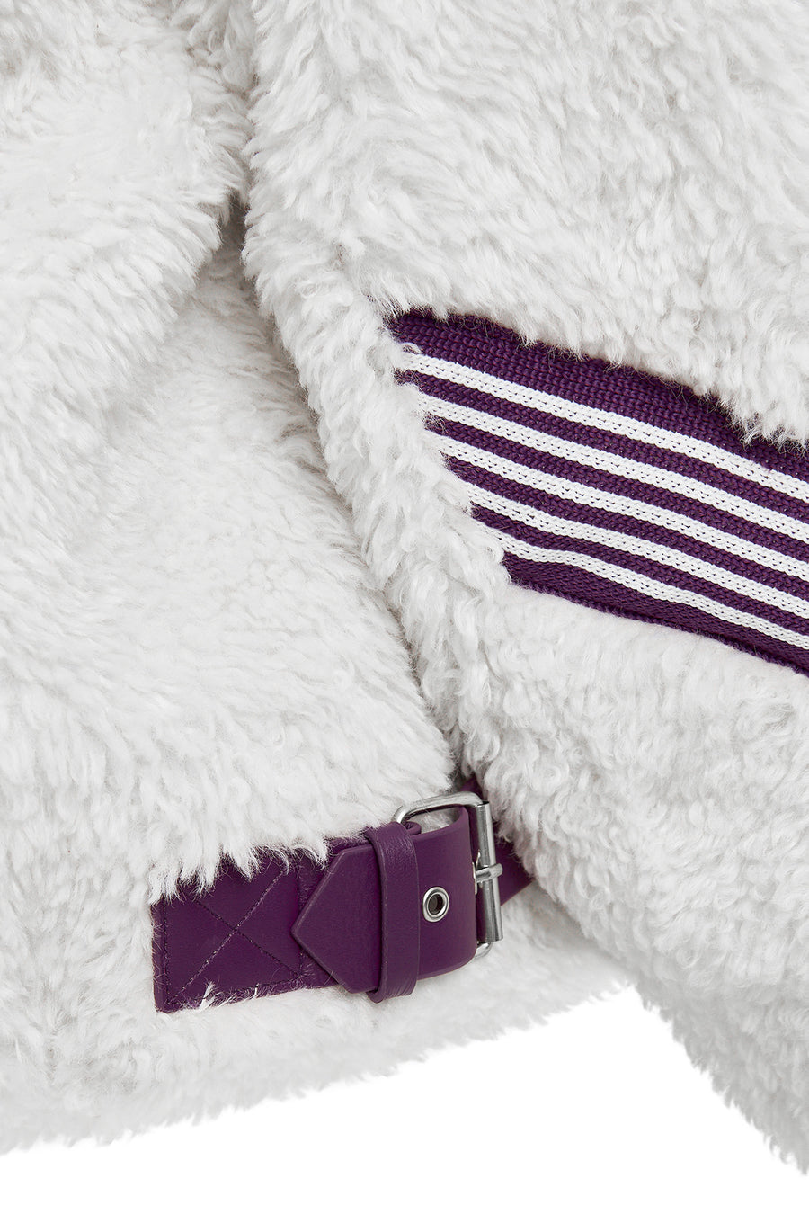 Meribel Women's Multicolored Purple Stripe Detail Teddy Coat