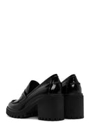 Woman Black Thick-Heeled Patent Leather Leather Masculine Loafer | Derimod