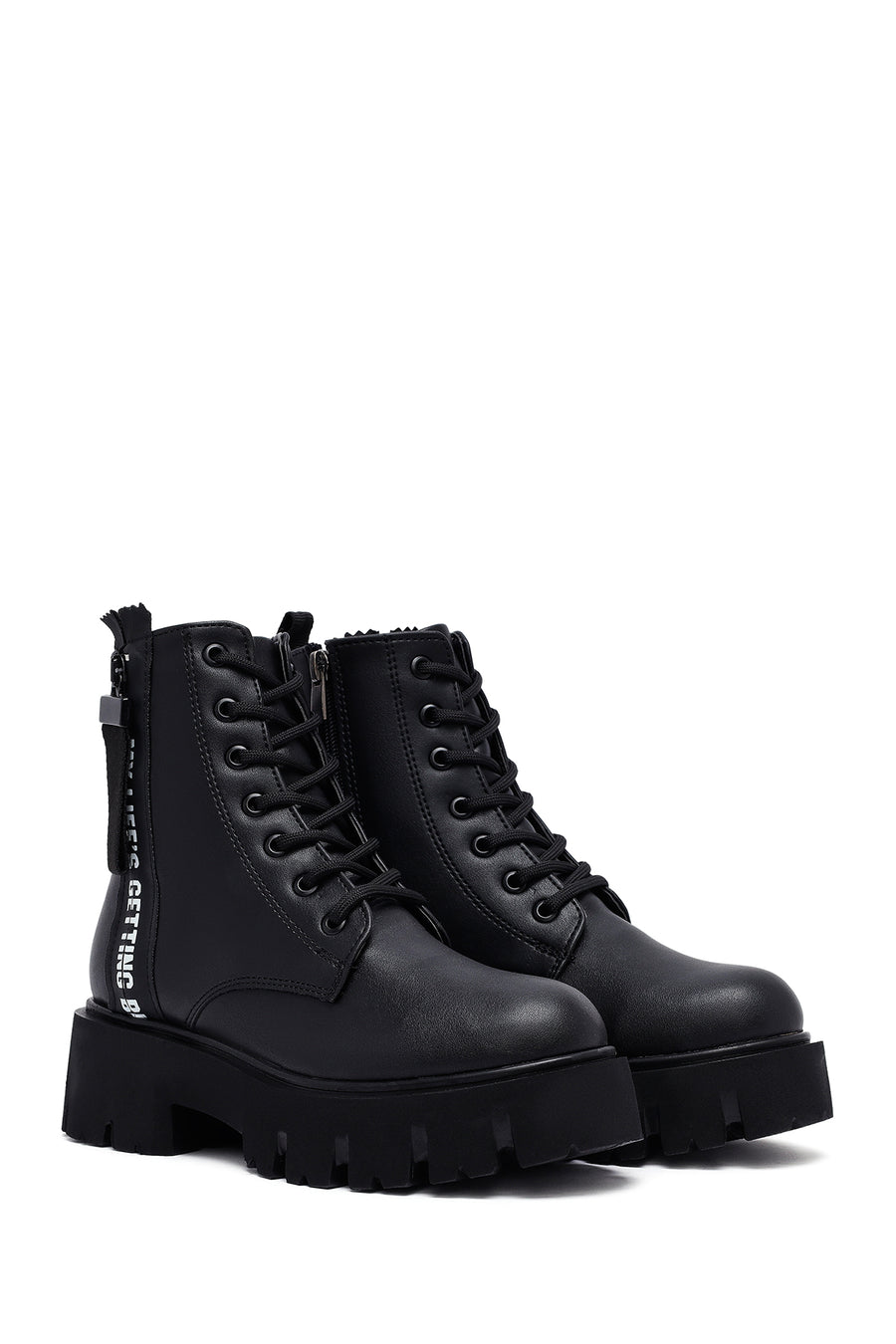 Women's Black Zippered Casual Boots