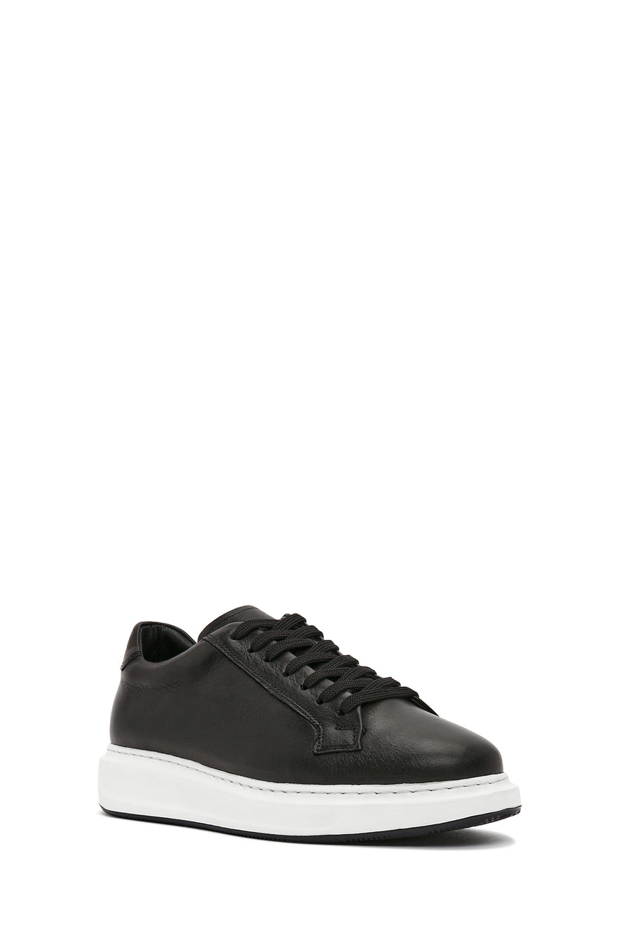 Men's Black Lace-up Leather Sneaker