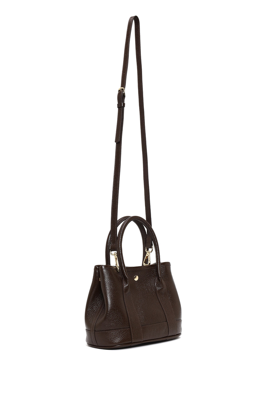 Woman Brown Long-Strap Mini Leather Shoulder Bag