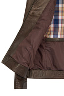 Oscar Male Brown Zippered Leather Jacket | Derimod