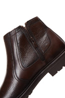 Male Brown Zip Closure Leather Casual Boots | Derimod