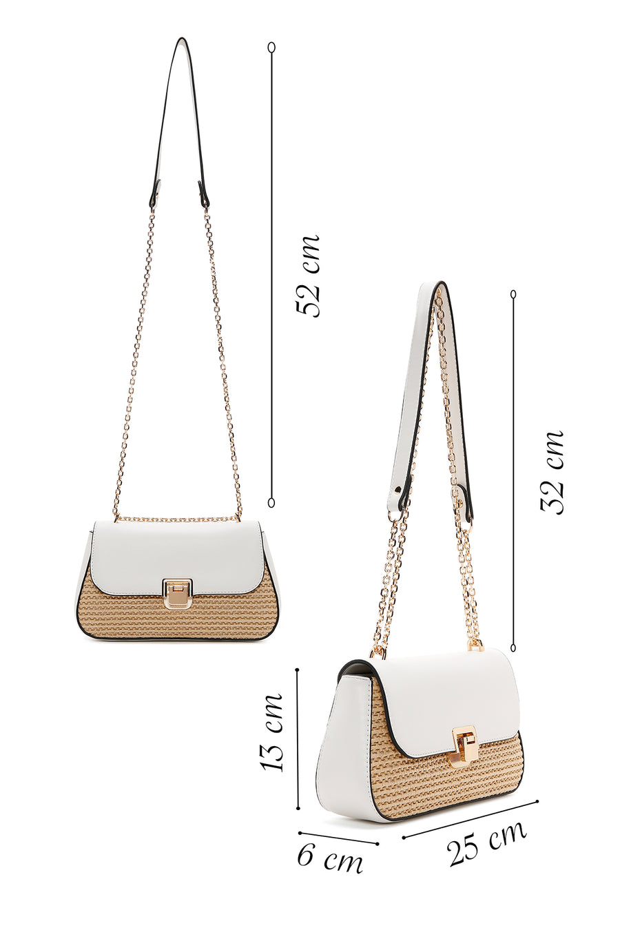 Women's Cream Long Straw Shoulder Bag