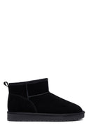 Woman Black Fur-Lined Suede Teddy Boots | Derimod
