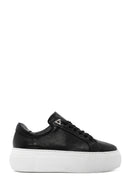 Women's Black Lace-up Thick-Sole Leather Sneaker | Derimod