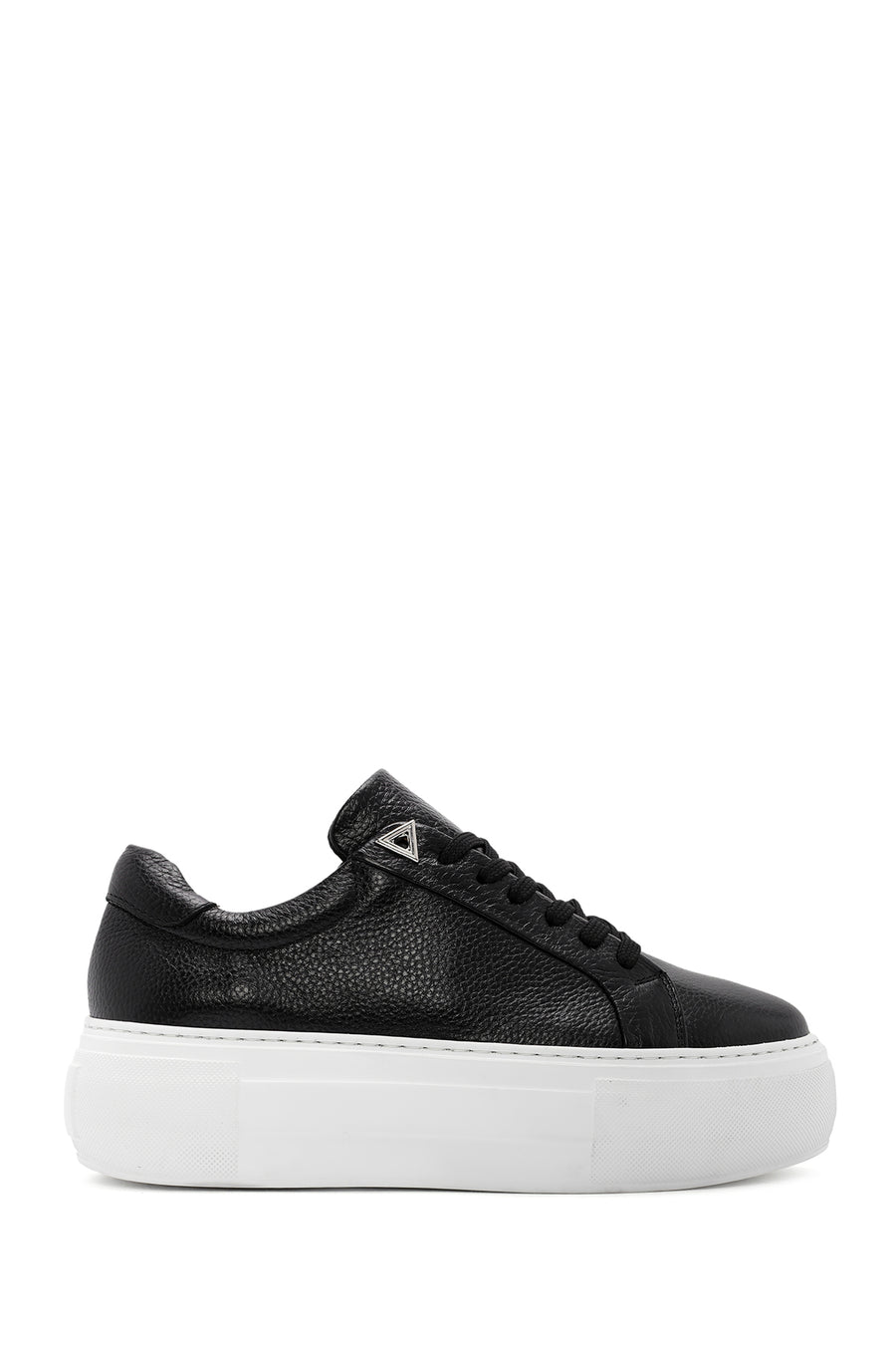 Women's Black Lace-up Thick-Sole Leather Sneaker 24WFD3711FT | Derimod