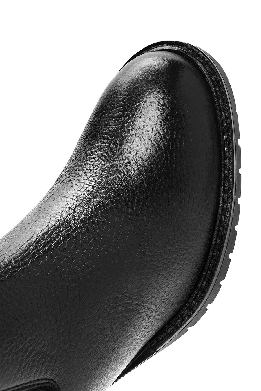 Woman Black Chunky Heels Leather Chelsea Boots