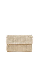Women's Beige Chain Strap Woven Clutch Bag | Derimod