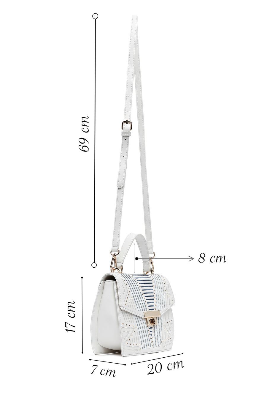 Women's Cream Printed Long Shoulder Bag