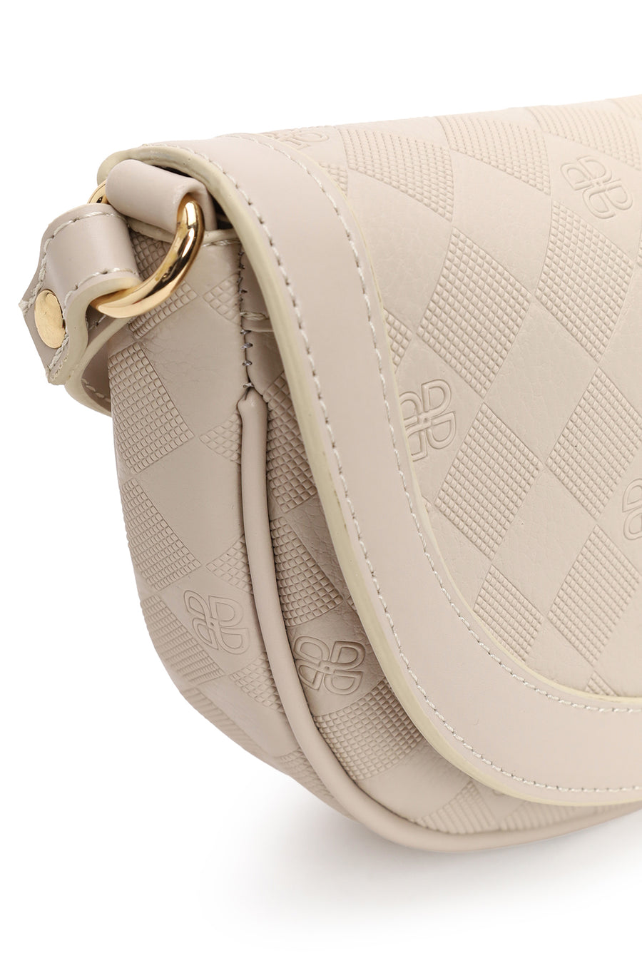 Woman Cream Long-Strap Printed Mini Crossbody Bag